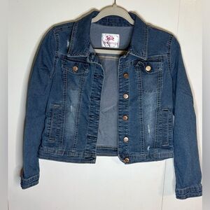Justice Girls Distressed Jean Jacket Size 14/16
